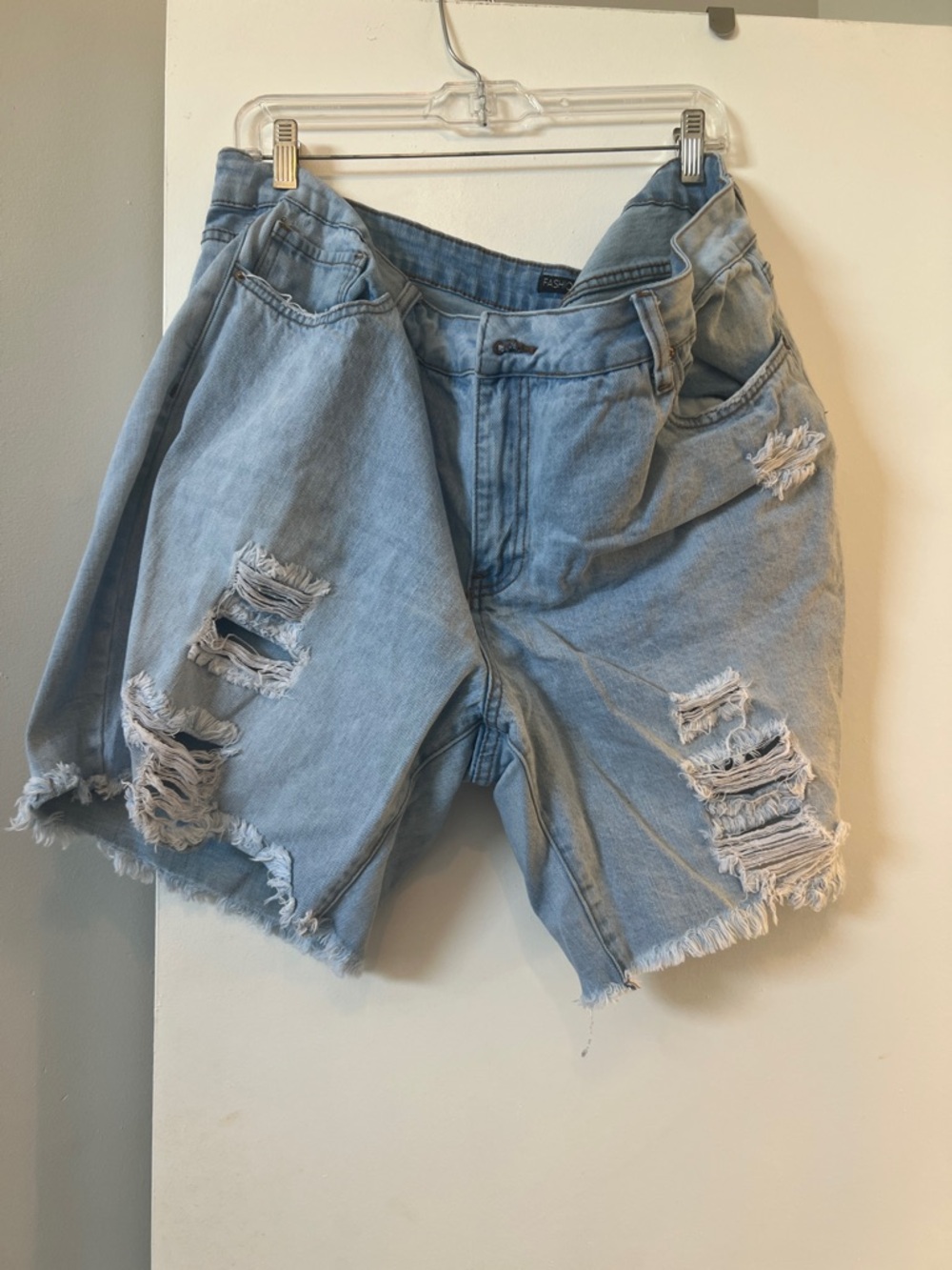 Fashion Nova Light Blue Distressed Denim Shorts